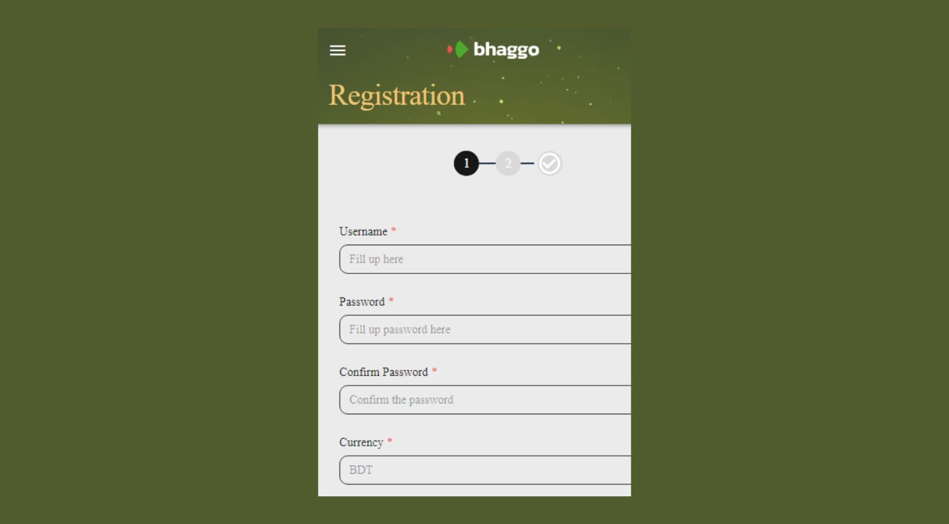 Bhaggo Bangladesh app registration form step